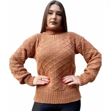 Blusa Lã Tricot Inverno Gola Alta Trico Feminino Malha