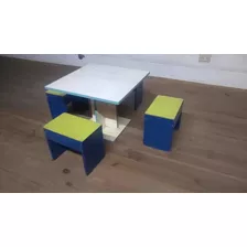 Juego De Mesa Con 4 Bancos Infantiles