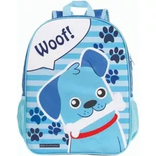 Mochila Escolar Infantil Dmw 11429 Woof Cachorrinho Cor Azul