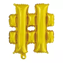 Bexiga Balão Metalizado # Hashtag Dourado 16 Polegadas 40cm