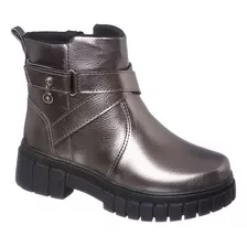 Bota Prata Coturno Infantil Feminina Ortopé Glam Boot