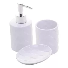 Kit Acessório Para Banheiro - Cerâmica Branco Ou Preto 3 Pçs
