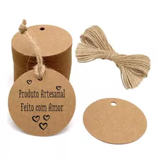 Tag Kraft Produto Artesanal Feito Com Amor 5 Cm Pro Entrega