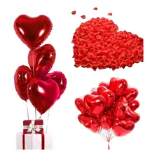 Kit Decoração Romantica 200 Pétalas + 6 Balões Coração