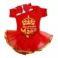 Body Temático + Saia Tutu Mesversário Bebê Fantasia Menina