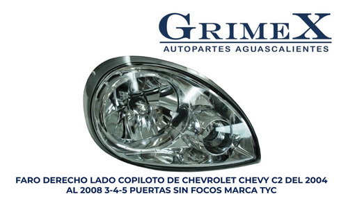 Faro Chevrolet Chevy C2 2004-04-2005-2006-2007-2008-08 Tyc Foto 2