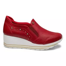 Tênis Kolosh Anabela Slip On Conforto Leve Vermelho C1412