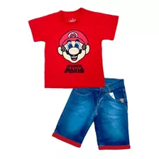 Conjunto Super Mario Bros Infantil Fantasia Aniversario