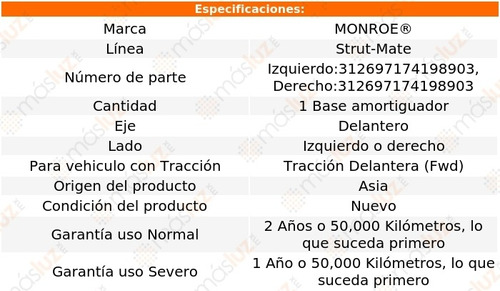 (1) Base Amortiguador Del Strut-mate Der O Izq 9-3 Fwd 03/11 Foto 2