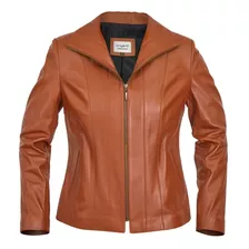 Campera Mujer 100% Cuero Briganti Tapado Premium Entallada