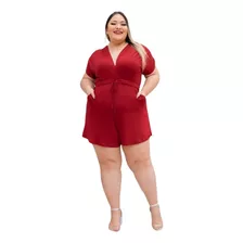 Macaquinho Curto Feminino Estampado Plus Size