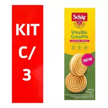 Kit C/3 Biscoito Vanilla Creams S/gluten S/acucar 115g Schar