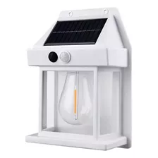 Farol Solar De Pared + Sensor Movimiento Luz Exterior Color Color Blanco