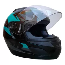 Casco Integral Para Motos Rush Negro/turquesa Talle S