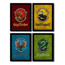 Kit Quadros Casas De Hogwarts Harry Potter 33x43cm A3