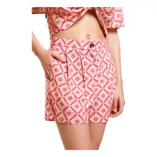 Lob Short Largo Estampado Mosaico Casual Playa Dama 