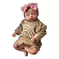 Boneca Reborn Menina Olhos Fechados Corpo De Pano Lili Bebê