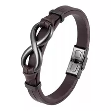 Pulsera Para Hombre Cuero Genuino Diseño Infinito Padrisimo