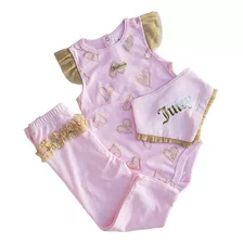 Conjunto Beba Rosa Dorado Juicy Pantalon Body Bandana 