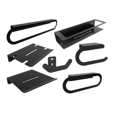 Set De Accesorios De Baño Acero Inoxidable Negro X 7 Piezas 