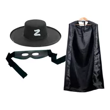 Fantasia Zorro Capa, Chapéu E Máscara Feminino/masculino 3pç
