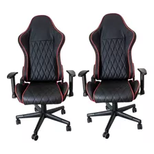 2 Sillas Gamer Escritorio Ergonomica Reclinable Vistas Rojas