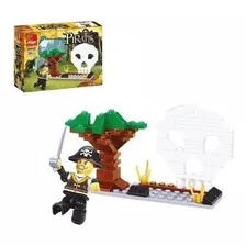 Brinquedo Blocos De Montar Pirata 101 Peças Encaixe Navio