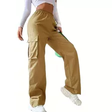 Solid High Waist Flap Pocket Cargo Pants