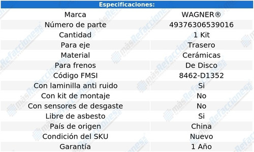 Kit De Balatas Ceramicas Tra Wagner G8 V 8 6.0l 08 Al 09 Foto 3