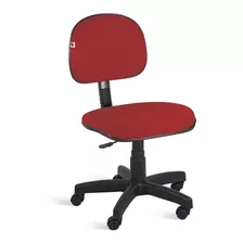 Cadeira Secretária Giratória Tecido Vermelho