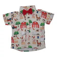 Camisa Fazendinha Animais Fazenda Bichinhos Infantil Menino