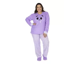 Pijama De Inverno Feminino Plus Size Plush Tamanho Especial