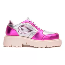 Zapatilla Cuero Nameless Plata Rosa Landazuri