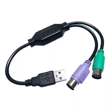 Cabo Adaptador 2 Ps2 7 Pinos Para 1 Usb, Teclado E Mouse.