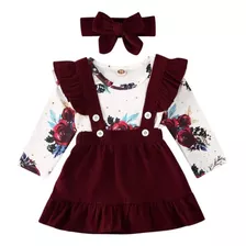 Conjunto De Ropa Para Niña Vestido Manga Larga Floral