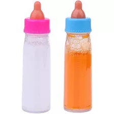 Tetero Para Muñeca Juguete Bebe Biberón Leche Y Jugo Niña X2