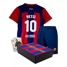 Equipación Barcelona Camiseta + Short Messi Lewandowski Gavi
