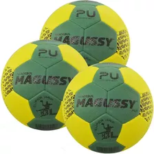 Kit 3 Bolas Magussy Handebol Profissional Pu Super Grip H3l