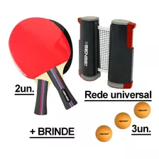 Ping Pong Tênis De Mesa Kit 2 Raquetes Rede Retrátil 3 Bolas