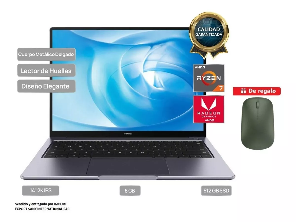 Laptop Huawei Matebook 14 R7 8gb Ram,512gb Ssd + Regalos