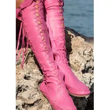 Botas Vaqueras De Mujer Con Cordones De Estilo Vintage