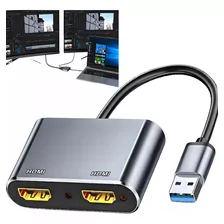 Adaptador Usb Para Hdmi Duplo Expande Dois Monitores