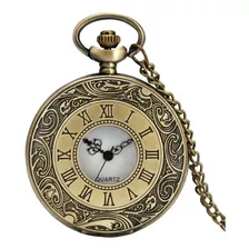 Relógio De Bolso Steampunk Bronze Com Corrente Retro Vintage