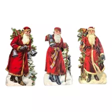 Antiguas 3 Figuritas Santa Claus 1932 Cromos Relieve. 54300