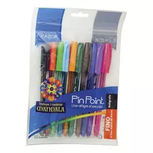 Bolígrafo Fino Fashion Colores Surtidos 10 Piezas Pin Point