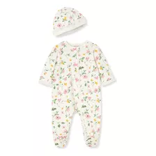 Juego De 2 Piezas De Ivory Spring Floral Footie Y Gorra De L