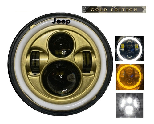 Faro Led 7 Angel Hype Jeep Wrangler Toyota Harley Vocho Gold Foto 6