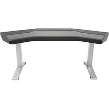 Argosy Halo G Desk With Black End Panels And Silver Legs 