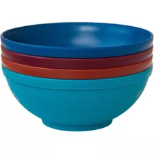 Kit 4 Tigelas Bowls Alimentação Infantil 300ml - Sana Babies Cor Azul Boho