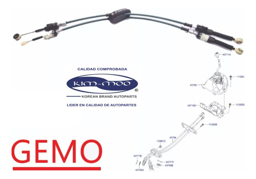 Cable Palanca Velocidades Hyundai I10 1.1l Marca Gemo Std Foto 3